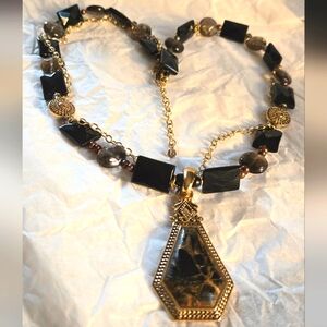 Studio Barse Semi-precious Gemstone And Brass Necklace w/enhancer Pendant